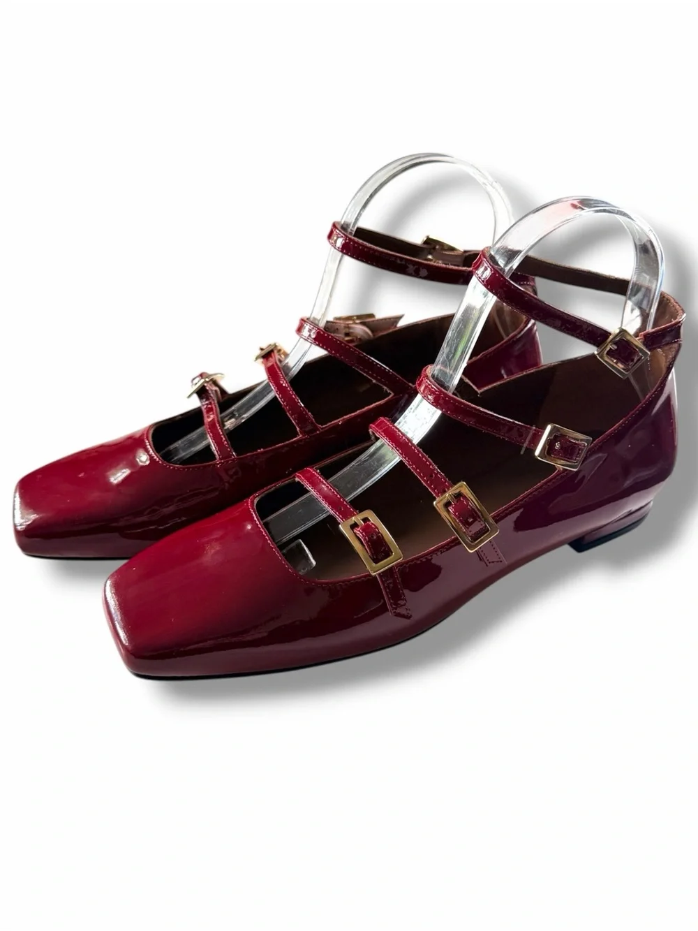 ALOHAS Luke Leather Ballet Ballerina Flats Wine Burgundy Size 38 US 7-7.5